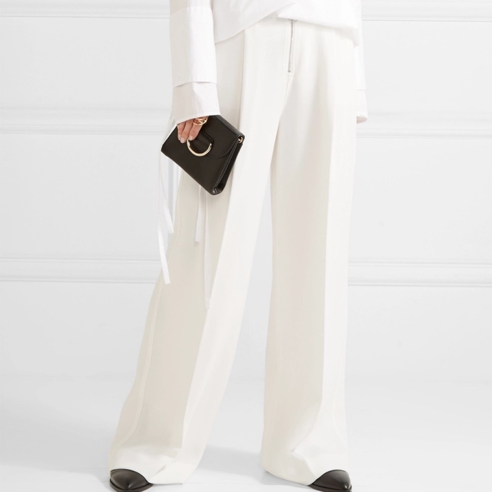 elizabeth james stevie stretch-crepe pants Sz 4 Wide Leg